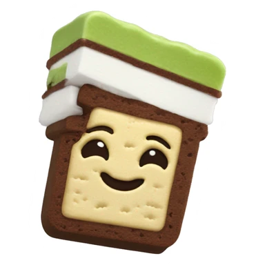 pistachio and chocolate ice cream sandwich that is 3d and detailed sticker