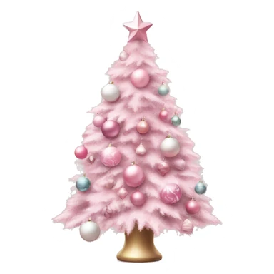 Pink pastel Christmas tree with pink and white ornaments  sticker