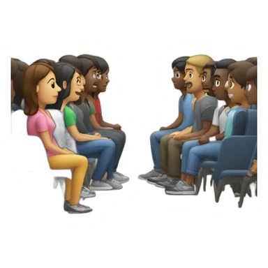 people sit on chair and look a presentation sticker