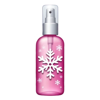 pink body mist bottle with white snowflakes sticker