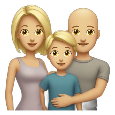 Blonde mom, bald dad, two sons and one daughter sticker