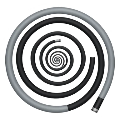 Minimalist emoji-style sticker of a strip of film curling into a hypnotic spiral. No details inside frames. Black and gray only. sticker