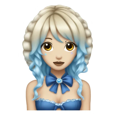 siren hime gyaru, blue skin, fins ears sticker