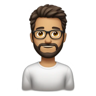 fair skinned brown guy with black spectacles and a neat dark brown hairstyle with beard sticker