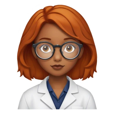 Fair-skinned, ginger, with brown eyes, black girl, with brown round tortoise shell glasses, as a scientist sticker