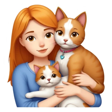 Beautiful girl hugs a cat and a dog tightly sticker