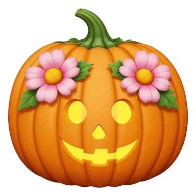pastel pink orange halloween  flower pumpkin choker sticker