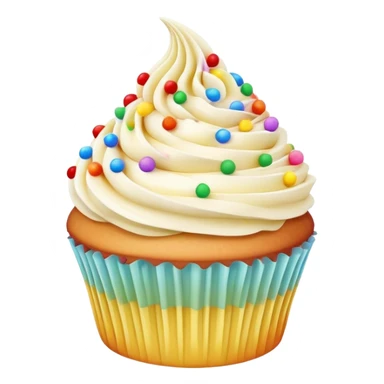Vanilla buttercream cupcake with rainbow sprinkles  sticker