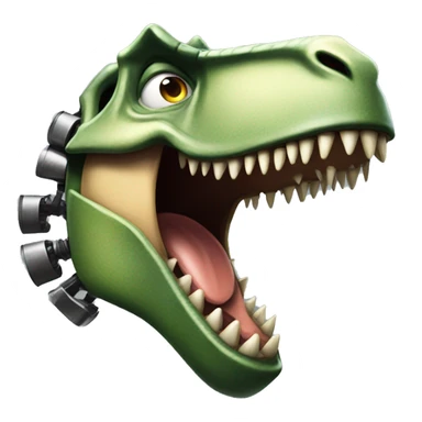 A mechanical Tyrannosaurus rex laughing out loud sticker