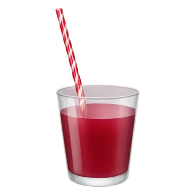 Cranberry juice in a glass cup with a red and white striped straw sticker