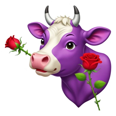 purple cow eats a rose sticker