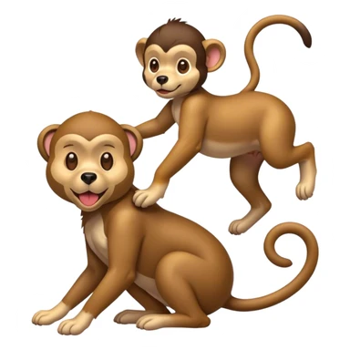dog riding monkey  sticker