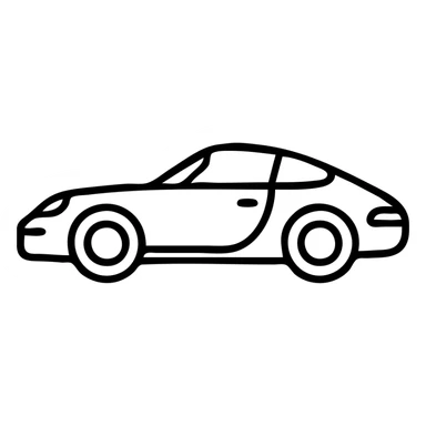 Porsche car, clean modern icon style, simple lines, minimal details, easily recognizable silhouette sticker