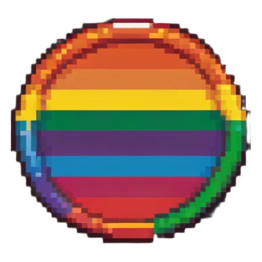 LGBT flag badge, 40x40 pixels, rounded edges, rainbow colors, Habbo Hotel style sticker