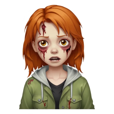 Ginger hair, zombie girl with Brown eyes sticker