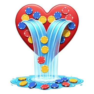 heart shaped - watterfall with casino chips sticker
