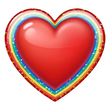 heart with a rainbow confetti border sticker