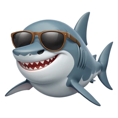 cartoon shark smiling with white teeth wearing dark sunglasses sticker