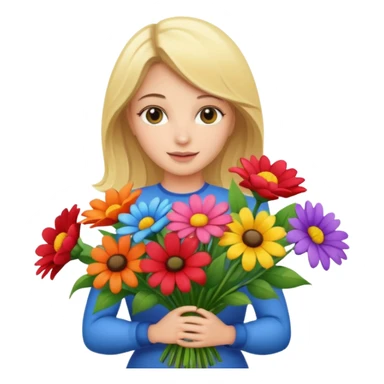 blonde woman with big bouquet of flowers  sticker