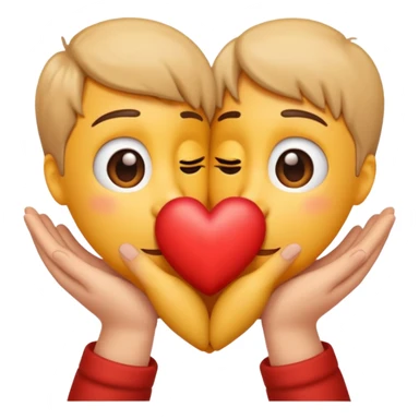 emoji representing empathy, two hands gently holding a heart, warm and caring expression sticker
