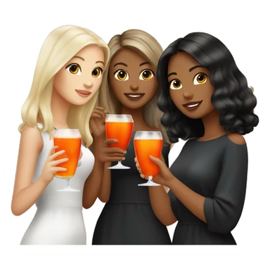 Three beautiful girls (brown, blond and black Hair) drinking aperol   sticker