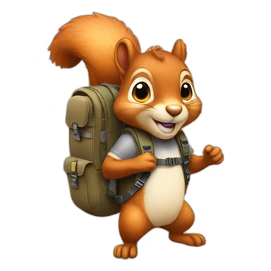 squirrel with a backpack on his back sticker