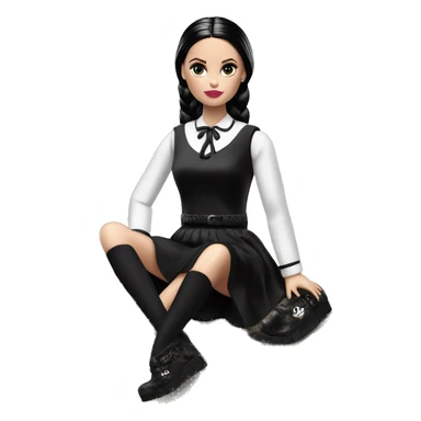 Silkstone Barbie Wednesday Addams sitting in a rock.  sticker