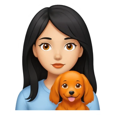 Black hair girl with long hair orange dog sticker