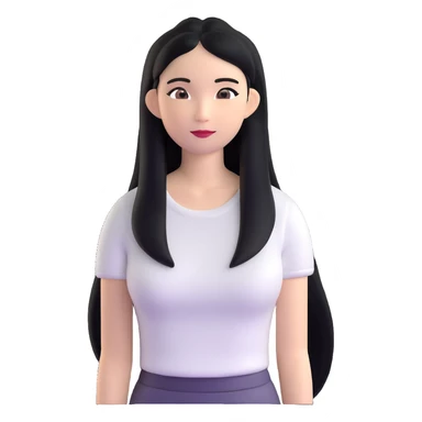 Miss Universe Southeast Asian woman with very long straight black hair wearing a beautiful white top sticker