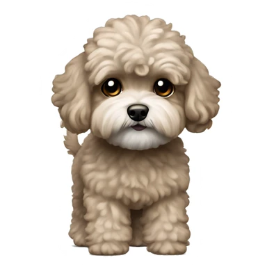 Old Dog maltipoo ash brown fur full body standing sticker