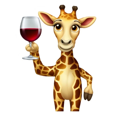 French giraffe holding red wineglass sticker