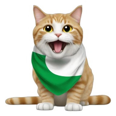 The Saudi flag is held by a cat in its mouth sticker