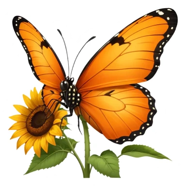 orange Butterfly on Sunflower side angle sticker
