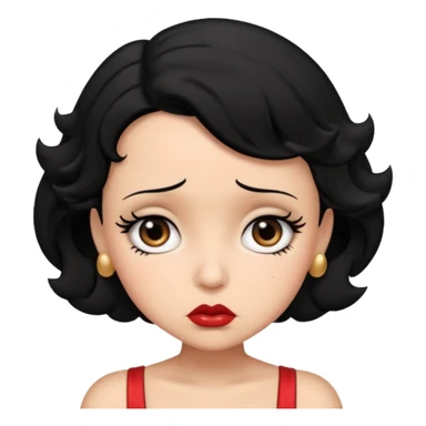 Do not change the face I already created, I want her with Betty boop face and black hair worry  sticker