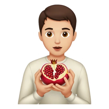 brunette white man eating pomegranate  sticker