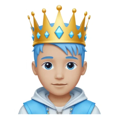 boy neon cyberpunk light blue happy crown white and blue sticker