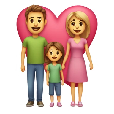 Heart and mom and dad and kids sticker
