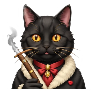 fluffy black  cat smoking a cigar sticker