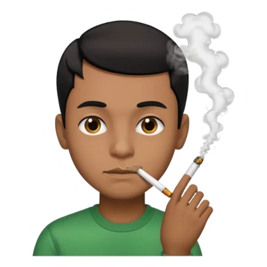 Brown boy with black combover hairstyle smoking weed sticker