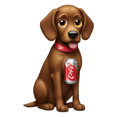 Brown dog with a Diet Coke  sticker