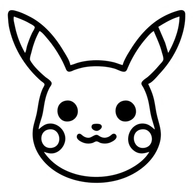 Pikachu face, minimalist outlined icon, geometric lines, no fill, professional look sticker