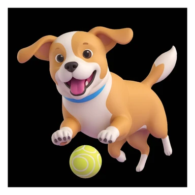 dog chasing ball in forrest, close up pose sticker