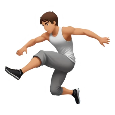 A person performing a parkour move, leaping between buildings or scaling a wall with agility and precision. The scene captures dynamic motion, showcasing strength, flexibility, and the thrill of urban acrobatics against an urban cityscape backdrop. sticker