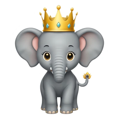 Elephant calf with small crown symbol on head. sticker