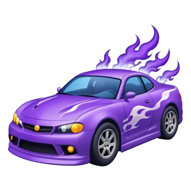 Purple car drifting with navy blue flames coming out of the rear tires. sticker