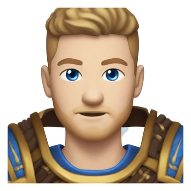 British white male with skin fade brown hair and blue eyes wearing a Mongolian warrior outfit sticker