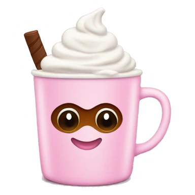 Hot cocoa with whipped cream in pink cup sticker