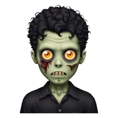 iphone emoji vintage zombie boy black curly hair black shirt sticker