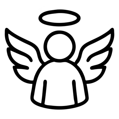 saint emblem with black wings, elegant, iconic, suitable for a logo sticker