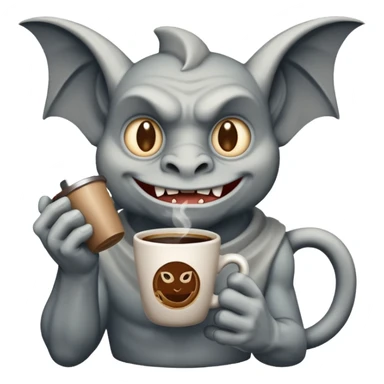 gargoyle with coffee  sticker